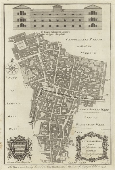 Mapa oddziału Cripplegate w Londynie autorstwa English School