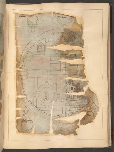 Mapa Jerozolimy, z „Kroniki Winchcombe”, MS Cotton Tiberius E. IV, fol.143r (welum) autorstwa English School