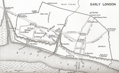Mapa Londynu w XI wieku, z 