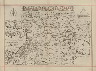 Mapa raju lub ogrodu Eden i krajów zamieszkałych przez patriarchów (rycina) autorstwa English School
