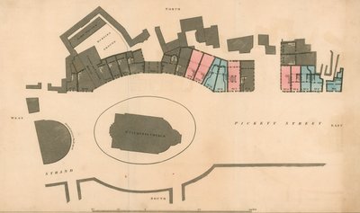Mapa Pickett Street i The Strand w Londynie autorstwa English School