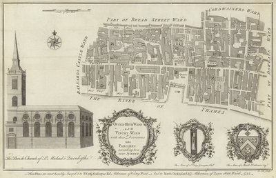 Mapa dzielnic Queenhithe i Vintry, Londyn autorstwa English School