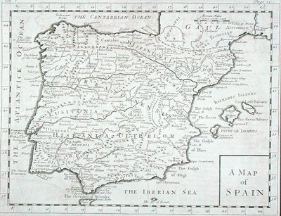 Mapa Hiszpanii i Portugalii, koniec XVIII wieku (rycina) autorstwa English School