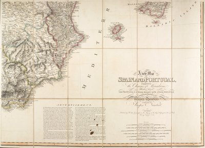 Mapa Hiszpanii podobno była używana przez księcia Wellington autorstwa English School