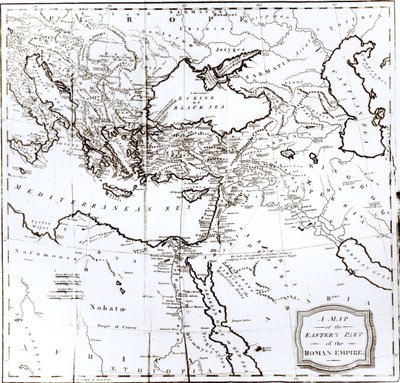 Romos imperijos rytinės dalies žemėlapis iš „Romos imperijos nuosmukio ir žlugimo istorijos“, 6 tomas, Edvardas Gibbonas, 1808 m. autorstwa English School