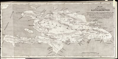 Mapa wyspy Santo Domingo z „Przeszłości i teraźniejszości Santo Domingo” Samuela Hazarda, wyd. 1873 (fotolit) autorstwa English School