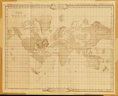 Mapa świata „Atlantyda w dekadencji”, opublikowana przez Theosophical Publishing Company (lito) autorstwa English School