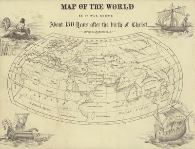 Mapa świata znana około 150 lat po narodzinach Chrystusa (rycina) autorstwa English School