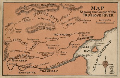 Mapa przedstawiająca bieg rzeki Truelove (kolorowa litografia) autorstwa English School