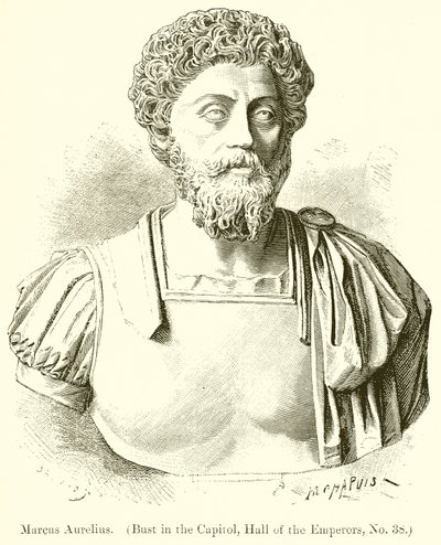 Marek Aureliusz. (Popiersie w stolicy, Sala Cesarzy, nr 38) autorstwa English School