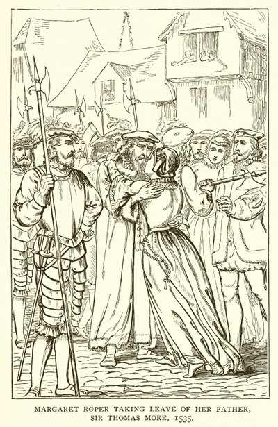 Margaret Roper żegna się ze swoim ojcem, Sir Thomasem More, 1535 autorstwa English School