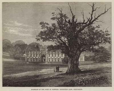 Małżeństwo księcia Norfolk, Donington Park, Derbyshire (grawerowanie) autorstwa English School