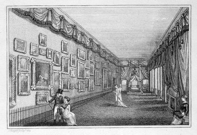 Wystawa haftowanych obrazów Mary Linwood w Savile House autorstwa English School
