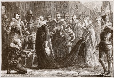 Mary Queen of Scots wchodząca do Holyrood, ilustracja z Historii protestantyzmu Jamesa Aitkena Wylie (1808-1890), wyd. 1878 autorstwa English School