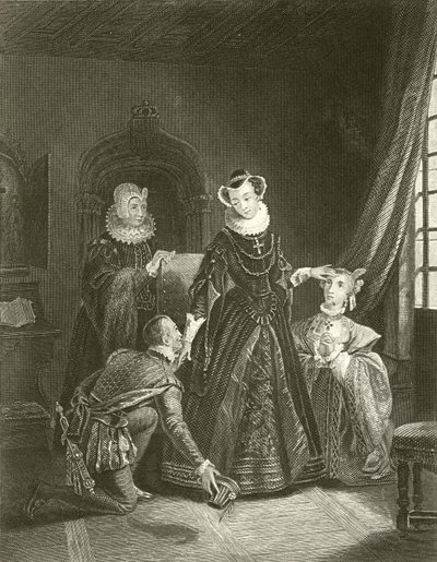 Mary Queen of Scots w zamku Lochleven autorstwa English School