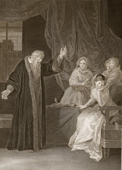 Mary Queen of Scots potępiona przez Knoxa, ilustracja z David Humes The History of England, wyd. R. Bowyer, Londyn, 1812 r. autorstwa English School
