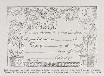 Wezwanie do loży masońskiej, datowane na 1796 r. autorstwa English School