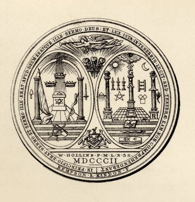 Pieczęć masońska, 1802, z "The History of Freemasonry, volume III", opublikowana przez Thomasa C. Jacka, Londyn, 1883 r. autorstwa English School