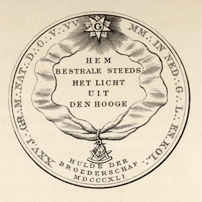 Pieczęć masońska, 1841, z „Historii masonerii, tom III”, wydanej przez Thomasa C. Jacka, Londyn, 1883 autorstwa English School