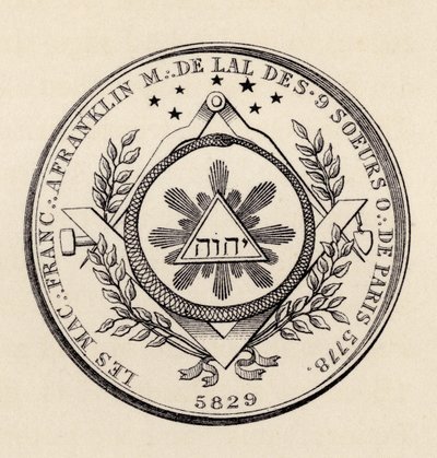 Pieczęć masońska z „Historii masonerii, tom III”, wydanej przez Thomasa C. Jacka, Londyn, 1883 autorstwa English School