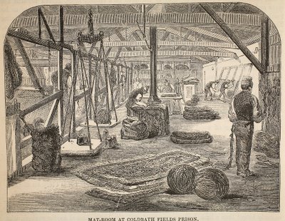 Mat-room w więzieniu Coldbath Fields, ilustracja z The Criminal Prisons of London i Scenes from Prison Life autorstwa Henry