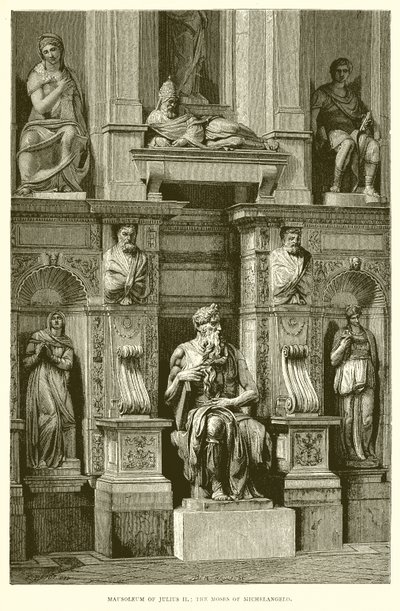 Mauzoleum Juliusza II; Mojżesz Michała Anioła autorstwa English School