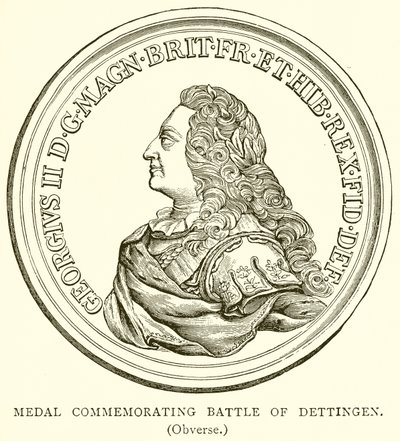 Medal upamiętniający bitwę pod Dettingen. (Awers) autorstwa English School