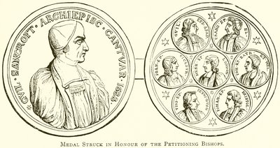 Medal Wybity na cześć Biskupów składających petycje autorstwa English School