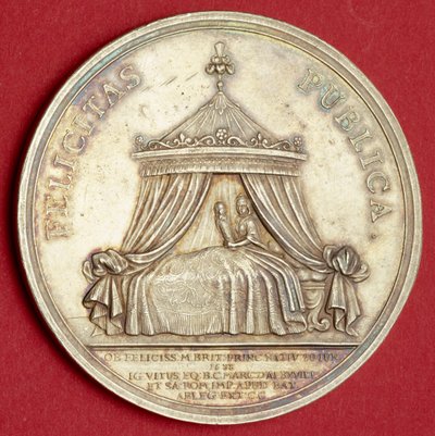 Medal upamiętniający narodziny księcia Jakuba, 1688 (srebro pozłacane) autorstwa English School