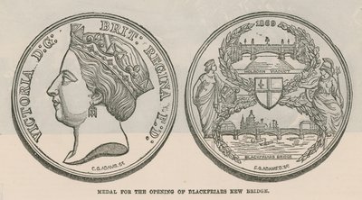 Medal za otwarcie nowego mostu Blackfriars w Londynie autorstwa English School