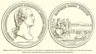 Medal wybity przez Order Kongresu Amerykańskiego w celu upamiętnienia ewakuacji Bostonu przez oddziały brytyjskie autorstwa English School