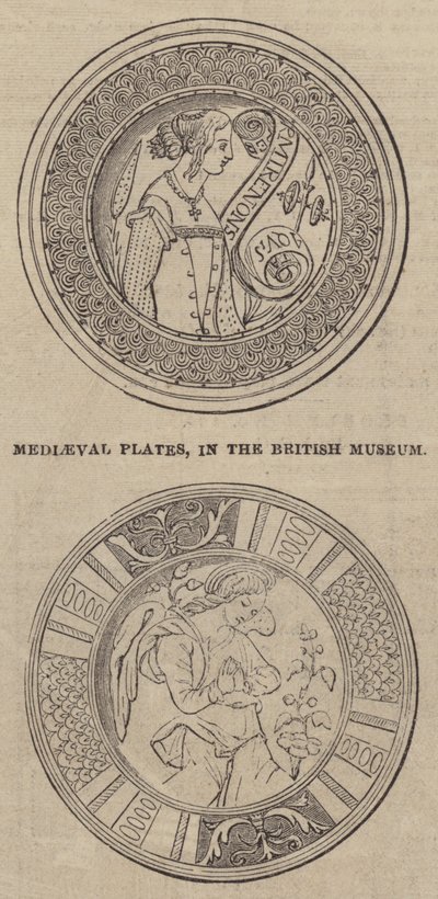 Talerze średniowieczne, w British Museum (grafika) autorstwa English School