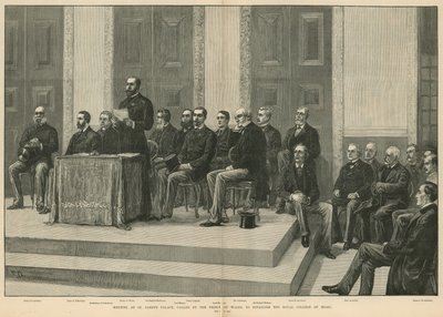 Spotkanie w Pałacu św. Jakuba, zwołane przez księcia Walii w celu założenia Royal College of Music autorstwa English School