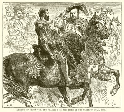 Spotkanie Henryka VIII i Franciszka I na Polu Złotego Płótna, 1520 autorstwa English School