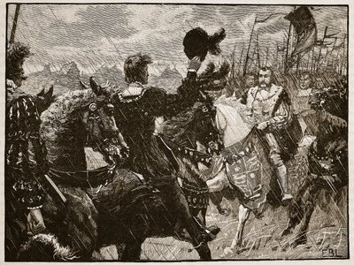 Spotkanie Henryka i cesarza Maksymiliana, ilustracja z Cassells Illustrated History of England (zdjęcie w sepii) autorstwa English School