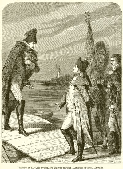 Spotkanie Napoleona Buonaparte i cesarza Aleksandra Rosji w Tilsit autorstwa English School