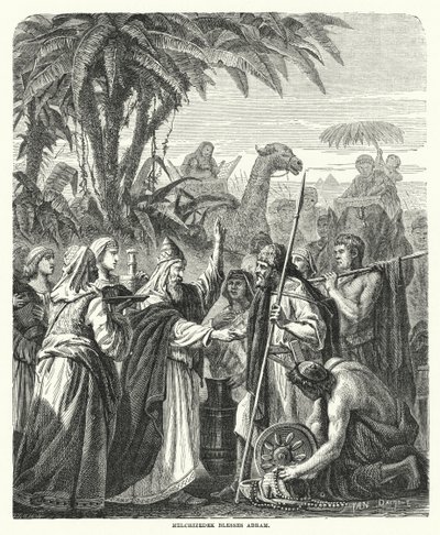 Melchizedek błogosławi Abrama (rycina) autorstwa English School