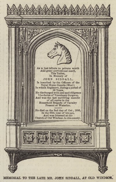 Pomnik zmarłego pana Johna Siddalla w Old Windsor (rycina) autorstwa English School