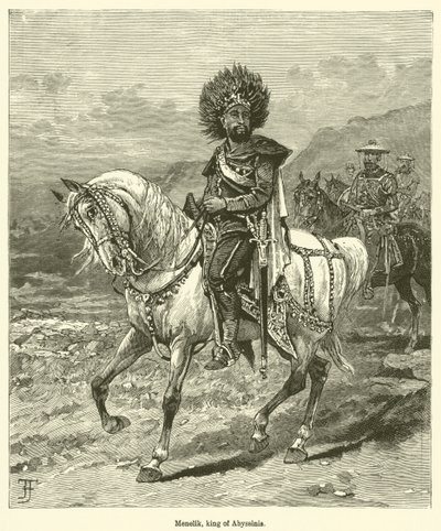 Menelik, król Abisynii (grafika) autorstwa English School