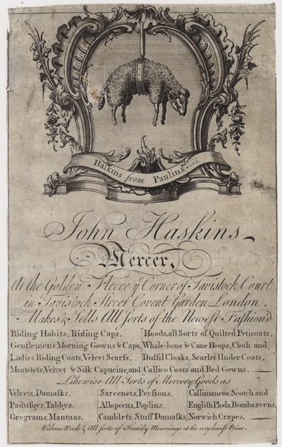 Mercer, John Haskins, karta handlowa autorstwa English School