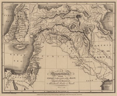 Mezopotamia z Kanaanem i innymi częściami Wschodu, przystosowane do historii Abrahama, Izaaka i Jakuba (rycina) autorstwa English School