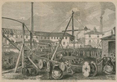 Messrs Glass i Elliotts Atlantic Telegraph Cable pracują w East Greenwich autorstwa English School