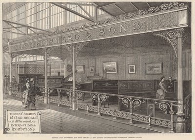 Panowie John Brinsmead and Sons wystawiają się na Międzynarodowej Wystawie w Londynie, Crystal Palace autorstwa English School