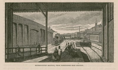 Metropolitan Railway ze stacji Farringdon Road autorstwa English School