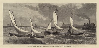 Miniaturowy Jacht (Kajak Żaglowy) Wyścig w Solent (grawerowanie) autorstwa English School