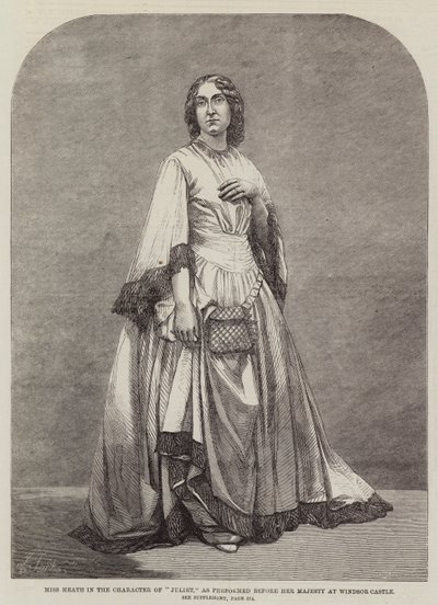 Panna Heath w postaci „Juliet” w wykonaniu przed Jej Wysokością na Zamku Windsor (rycina) autorstwa English School