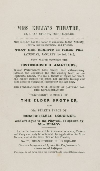 Miss Kellys Theatre, 73 Dean Street, Soho Square, Londyn autorstwa English School