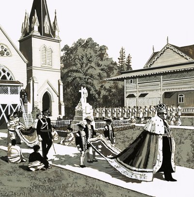 Współczesne monarchie: Królestwo szczęścia . Król Tonga autorstwa English School