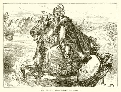 Mohammed II zachęca swoich ludzi morskich autorstwa English School