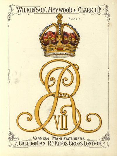 Monogram króla Edwarda VII (chromolitho) autorstwa English School